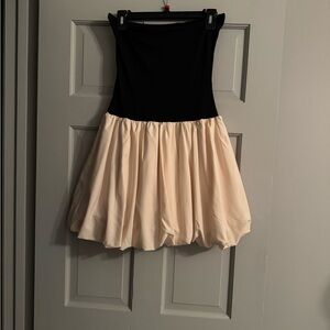 Amazon Black and Cream Strapless bubble Mini Dress